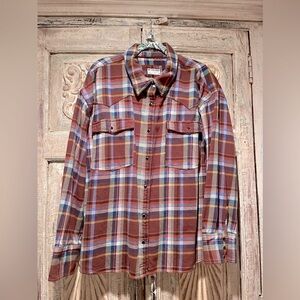 EUC Like New, We The Free, Free People Hideaway Plaid Shirt /Bark Combo, Xl/